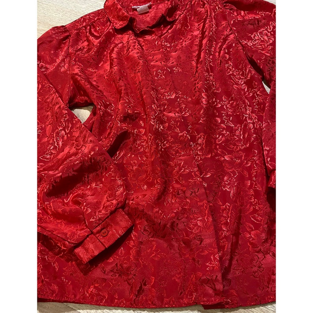 Vintage Satin Brocade Button down elegant blouse - Picture 7 of 7